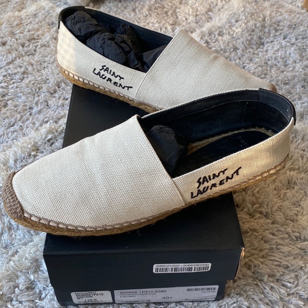 Saint Lauren Canvas Espadrilles Cream Color